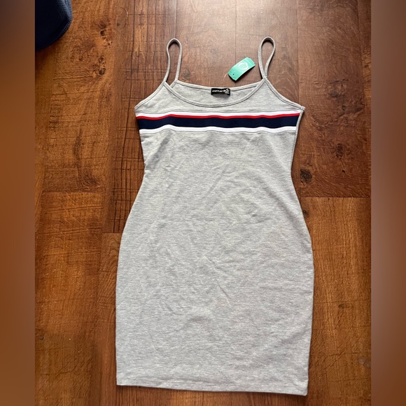 Gray Striped Bodycon Dress - Picture 1 of 4
